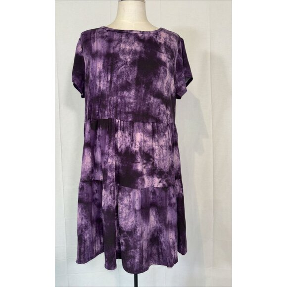 NWT Lularoe Ariel Purple Blue Three Tier Summer Stretch Dress Pockets Sz 2XL - Picture 5 of 16